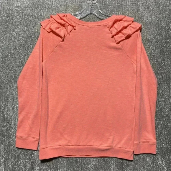 Cat & Jack Girls' Ruffle Sleeve Sweatshirt Find Your Courage Top XL Salmon Color - Picture 5 of 8